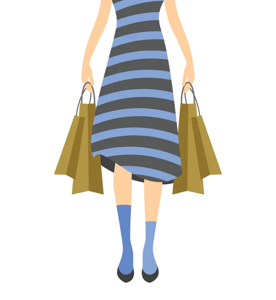 Shopping Mädchen Vektor Illustration — Stockvektor