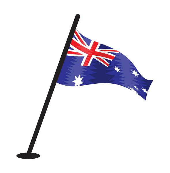 Australische Flagge auf einer Stange — Stockvektor