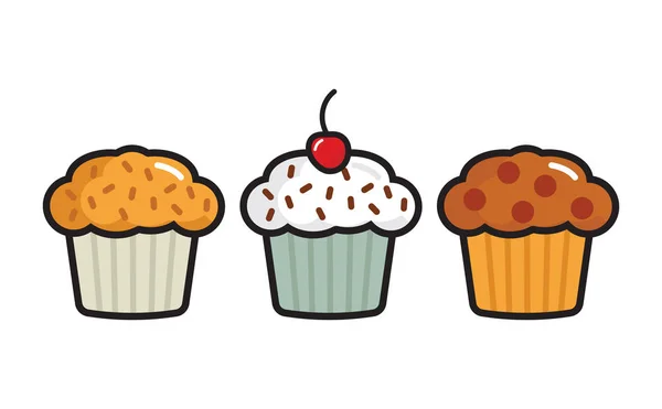 Cupcake-Vektorsymbole — Stockvektor