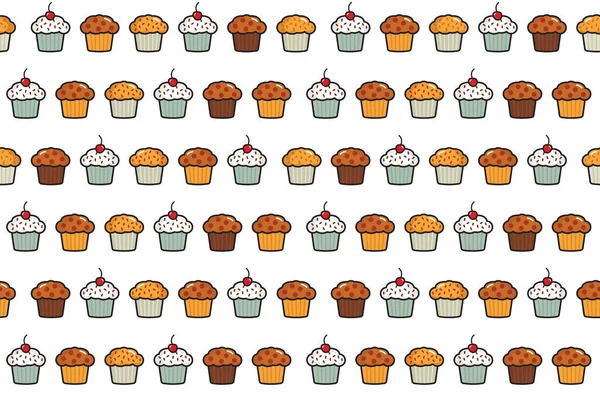 Cupcake modello senza soluzione di continuità — Vettoriale Stock
