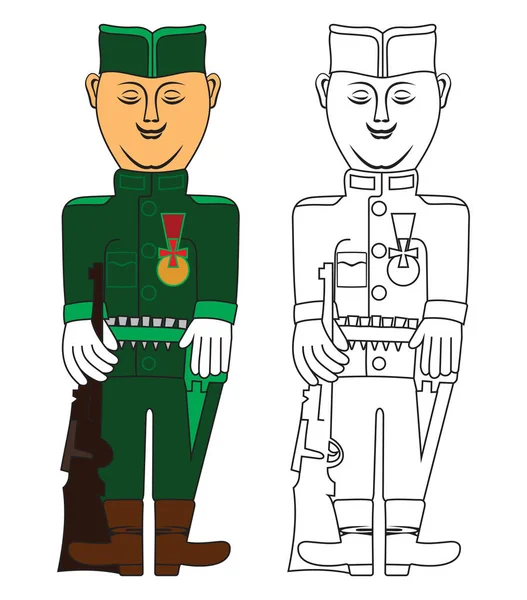 Σέρβος στρατιώτης στο χρώμα και περίγραμμα — Διανυσματικό Αρχείο