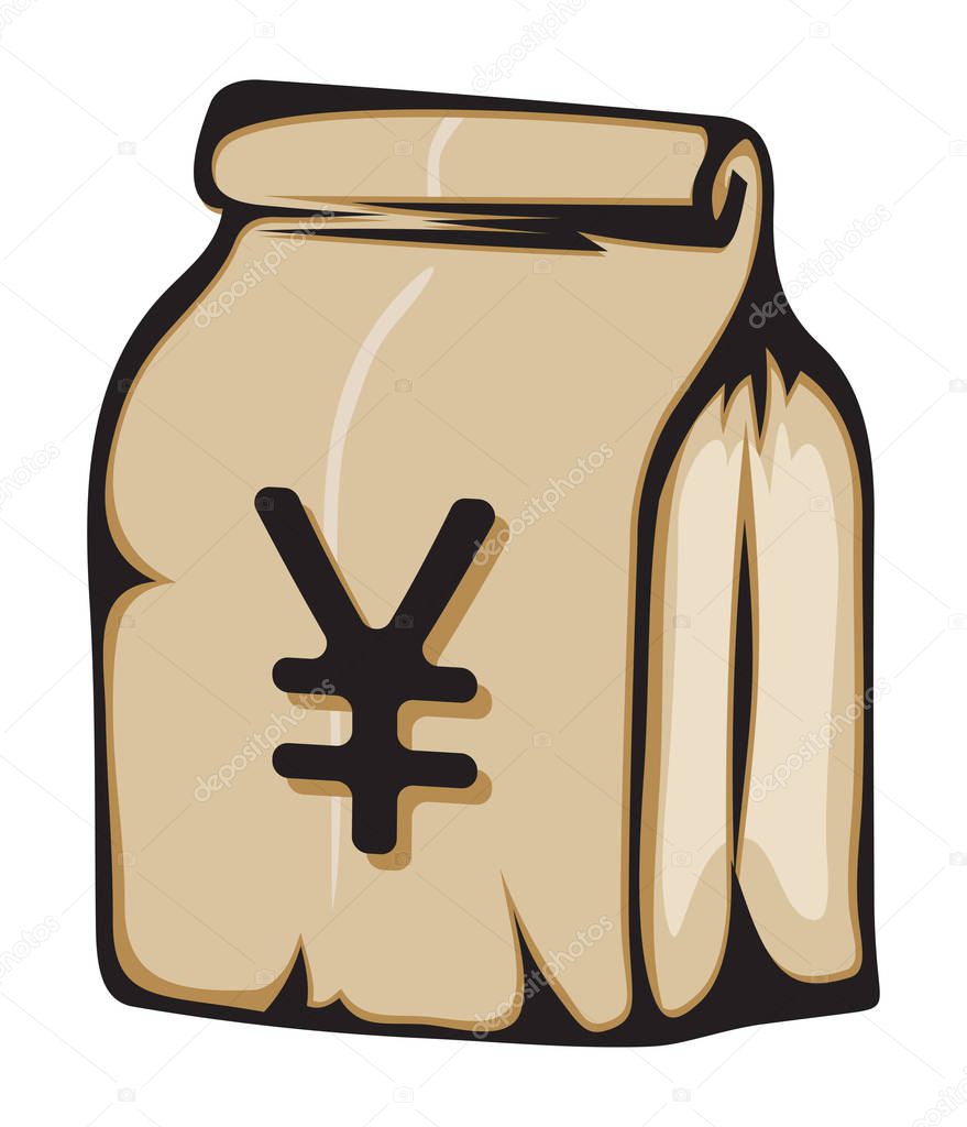 papermoney bag with symbol of yen