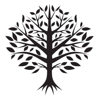  Beyaz bir arka plan üzerinde siyah ağaç