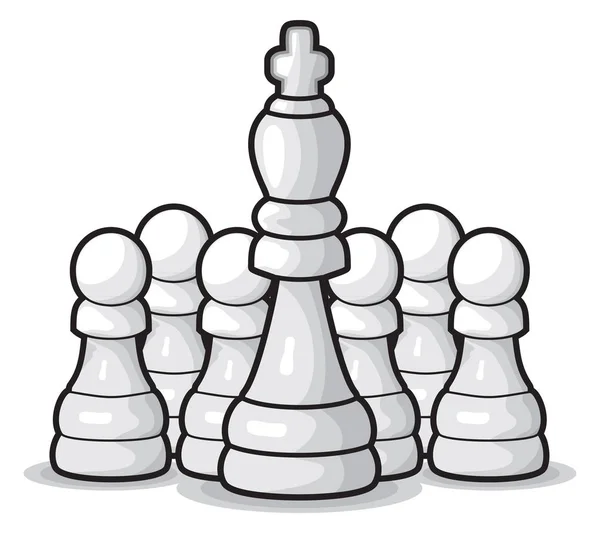 Piezas de ajedrez de un rey y peones — Archivo Imágenes Vectoriales