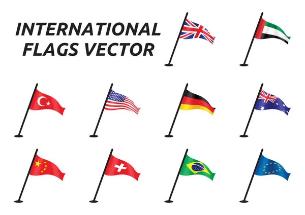 Zestaw międzynarodowych flagi — Wektor stockowy