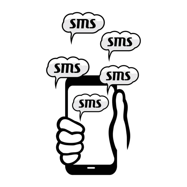 SMS bubblor runt smartphone — Stock vektor