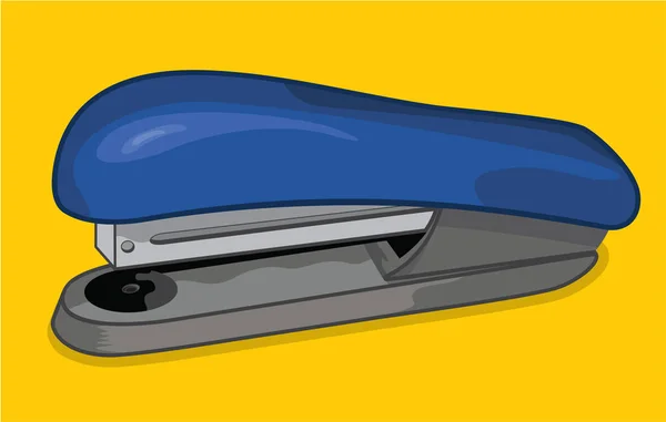 Blue stapler on yellow background — Stock Vector