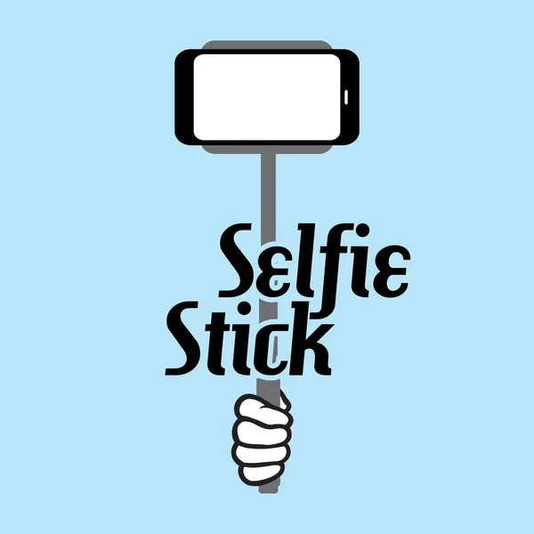 Selfie stick sur fond bleu — Image vectorielle