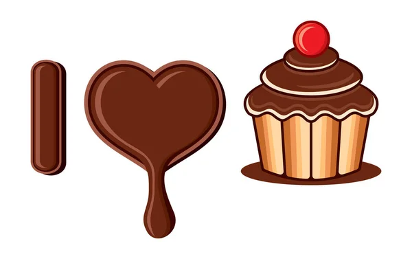 Én szeretem a cupcake — Stock Vector