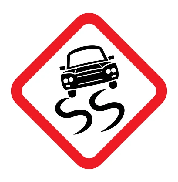 Slippery road trafik skylt — Stock vektor