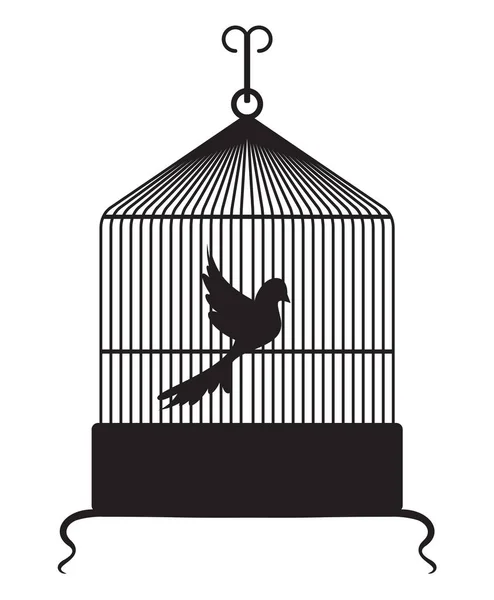 Ilustração vetorial de pássaro em uma jaula — Vetor de Stock