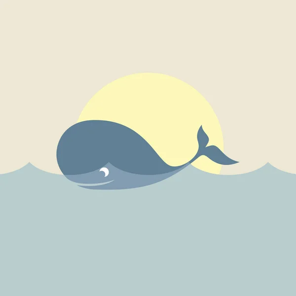 Walvis zwemmen in de zee — Stockvector