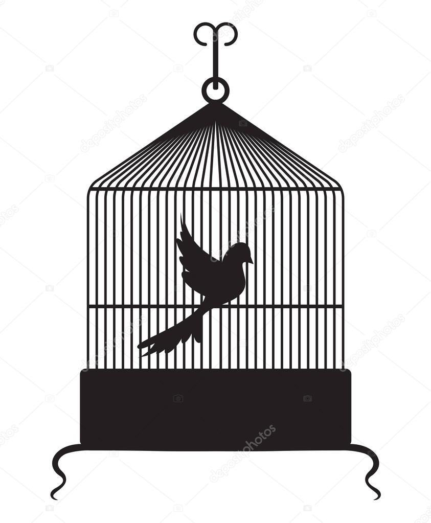 Vector illustration of bird in a cage