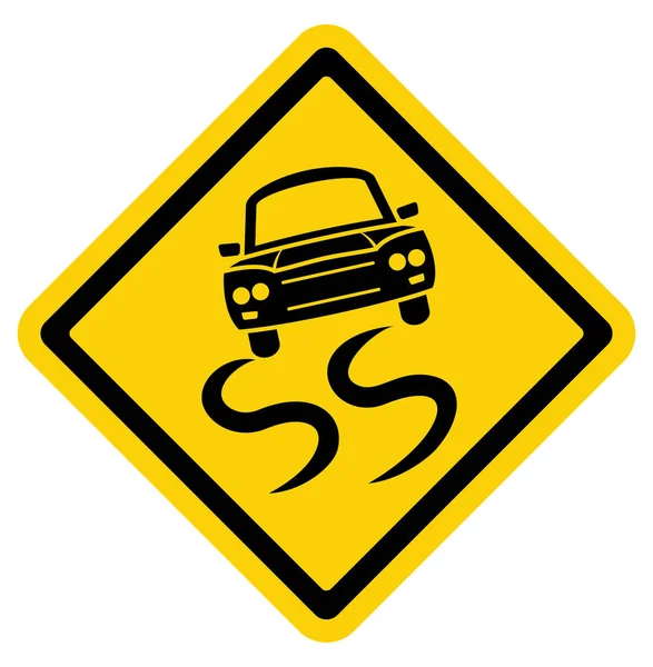 Slippery road traffic sign — Stock Vector