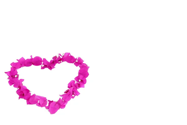 Padrão de coração de flores de buganvília naturais rosa para o dia dos namorados — Fotografia de Stock