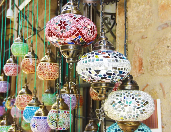National traditional ceramic decorative lamps with colored glass mosaic pattern — Stock Photo, Image
