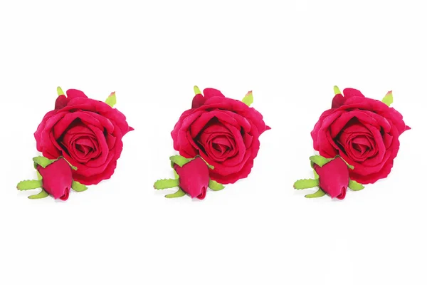 Collage tarjeta de vacaciones de varias rosas rojas con hojas verdes para la fiesta del 8 de marzo y el Día de San Valentín — Foto de Stock