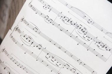 piyano için notalar beyaz sayfada