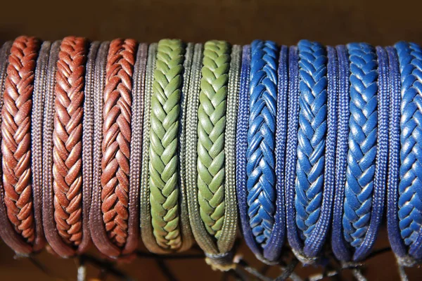 Oosterse Traditionele Veelkleurige Rieten Sieraden Een Armbanden — Stockfoto