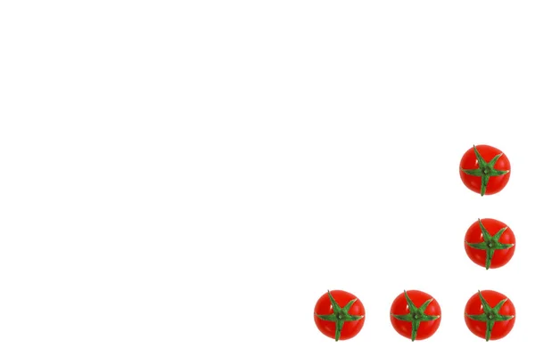 Marco Collage Pequeños Tomates Rojos Naturales Sobre Fondo Blanco —  Fotos de Stock