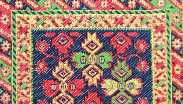 Multicolored Traditional Oriental Pattern Threads Fabric — Stock Photo, Image
