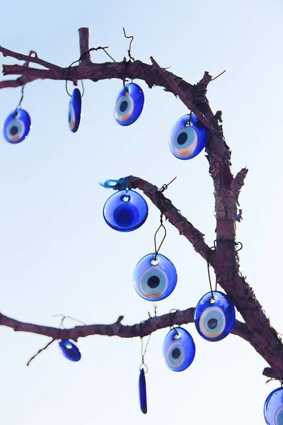 Göz Şeklinde Geleneksel Doğu Mavi Cam Kolyeler — Stok fotoğraf