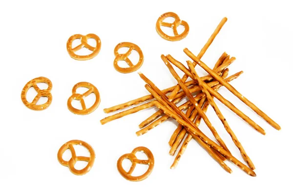 Edible Snack Dry Bagels Sticks Sprinkling Salt — Stock Photo, Image