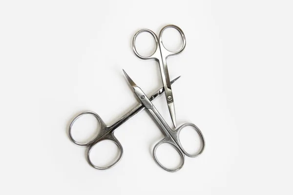 Metal Scissors Manicure Pedicure White Background — Stock Photo, Image