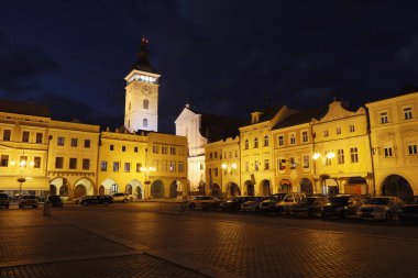 Ceske Budejovice gece, Budweis, Budvar, South Bohemia, Çek Cumhuriyeti, Avrupa