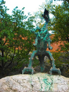 Krakow, Polonya - 10 Ekim 2011 Ünlü Wawel Dr Heykeli