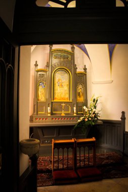 Baranow Sandomierski, Poland - October 08, 2013: Wooden altar of the castle chapel