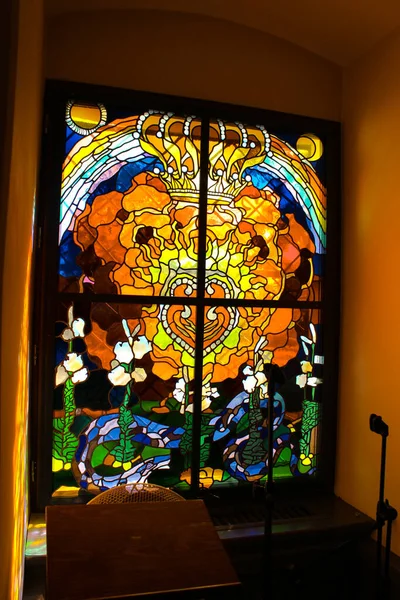 Baranow Sandomierski, Poland - October 08, 2013: Glass stained-g