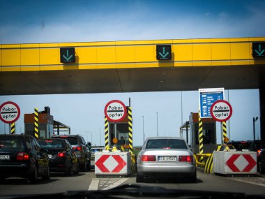 Rusocin, Polonya - 02 Mayıs 2014: A1 motorlu paralı geçiş istasyonu