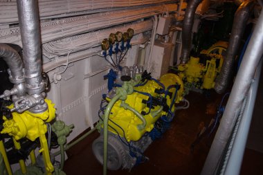 Gdynia, Polonya - Mayıs 04, 2014: Geminin makine dairesi