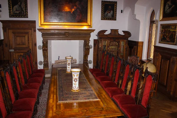 Bojnice Slowakije Oktober 2014 Stoelen Tafels Het Romantische Middeleeuwse Kasteel — Stockfoto