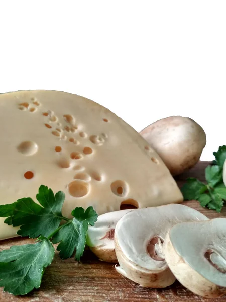 Obrázek Pozadí Pro Vaření Chutný Sýr Houbami Kuchyni — Stock fotografie