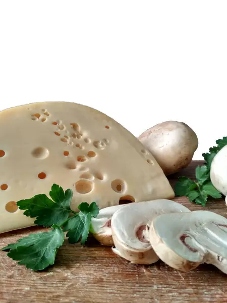 Obrázek Pozadí Pro Vaření Chutný Sýr Houbami Kuchyni — Stock fotografie