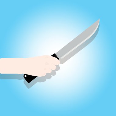 Adam elinde bir bıçak el. 