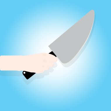 Adam elinde bir bıçak el. 