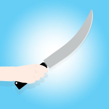 Adam elinde bir bıçak el. 