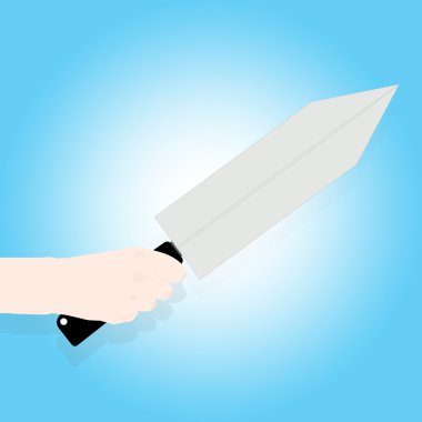 Adam elinde bir bıçak el. 