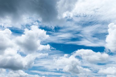 Beyaz bulutlu mavi gökyüzü.