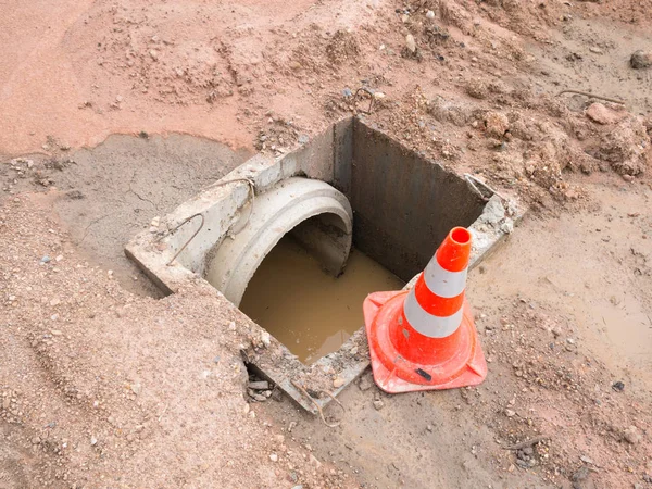 Alcantarillado tubería de agua construcción . —  Fotos de Stock