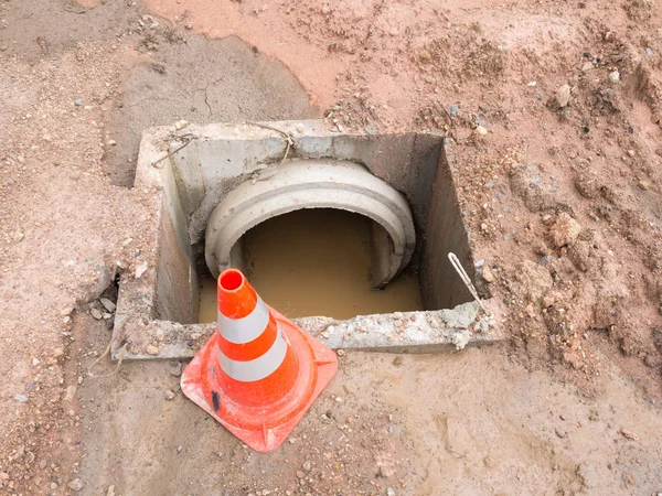 Alcantarillado tubería de agua construcción . — Foto de Stock