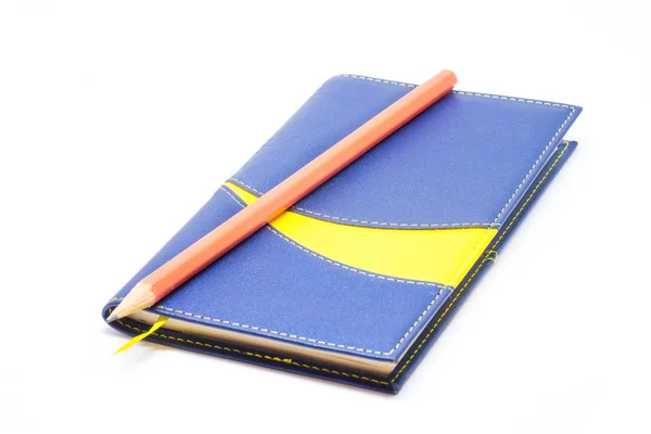 Blue notebook  on white background. — Stock Photo, Image