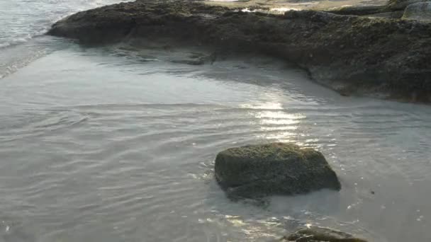 Havet och vågor, stenar på stranden. — Stockvideo