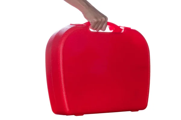 Röd plast säkerhet box resväska. — Stockfoto