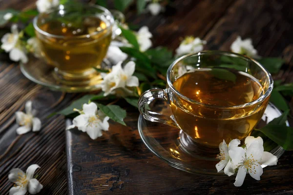 Jasmine tea with jasmine herb flower