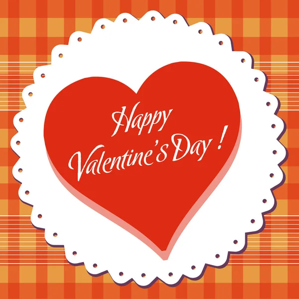 San Valentino saluto con cuore rosso — Vettoriale Stock