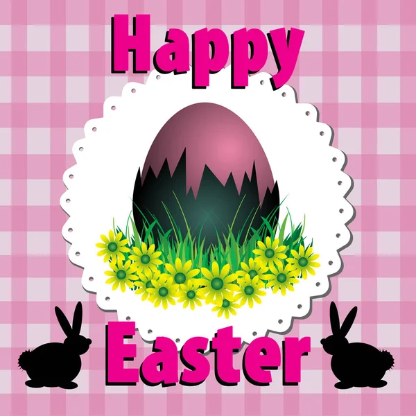 Carte postale de Pâques avec gros œuf de Pâques — Image vectorielle